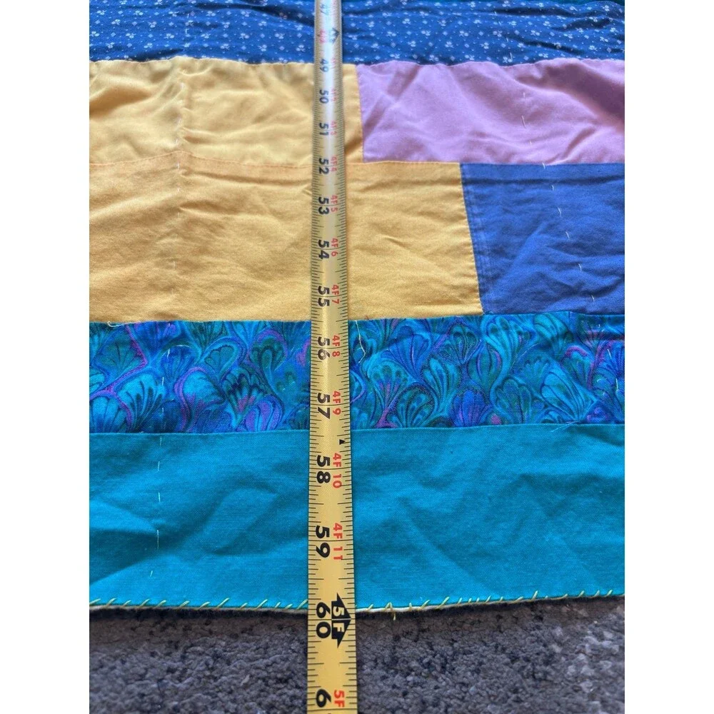 scrappy throw lap baby quilt striped machine pieced hand stitched